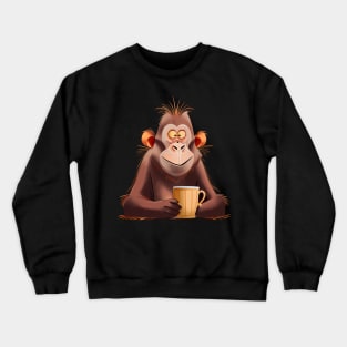 monkey with cup Crewneck Sweatshirt